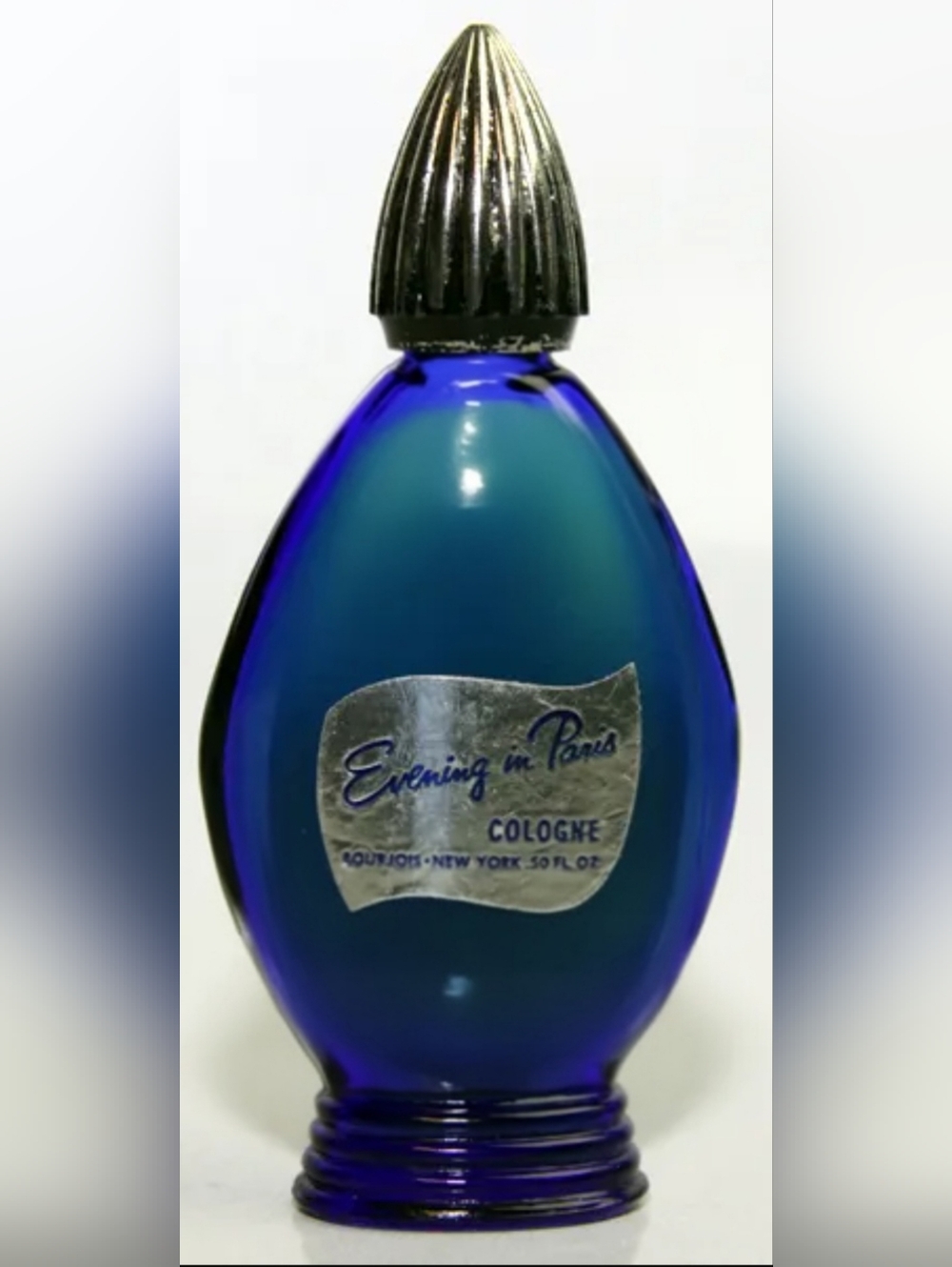 Vintage 1950s Evening in Paris Bourjois Cobalt Blue Bottle Preserve Floral Scent